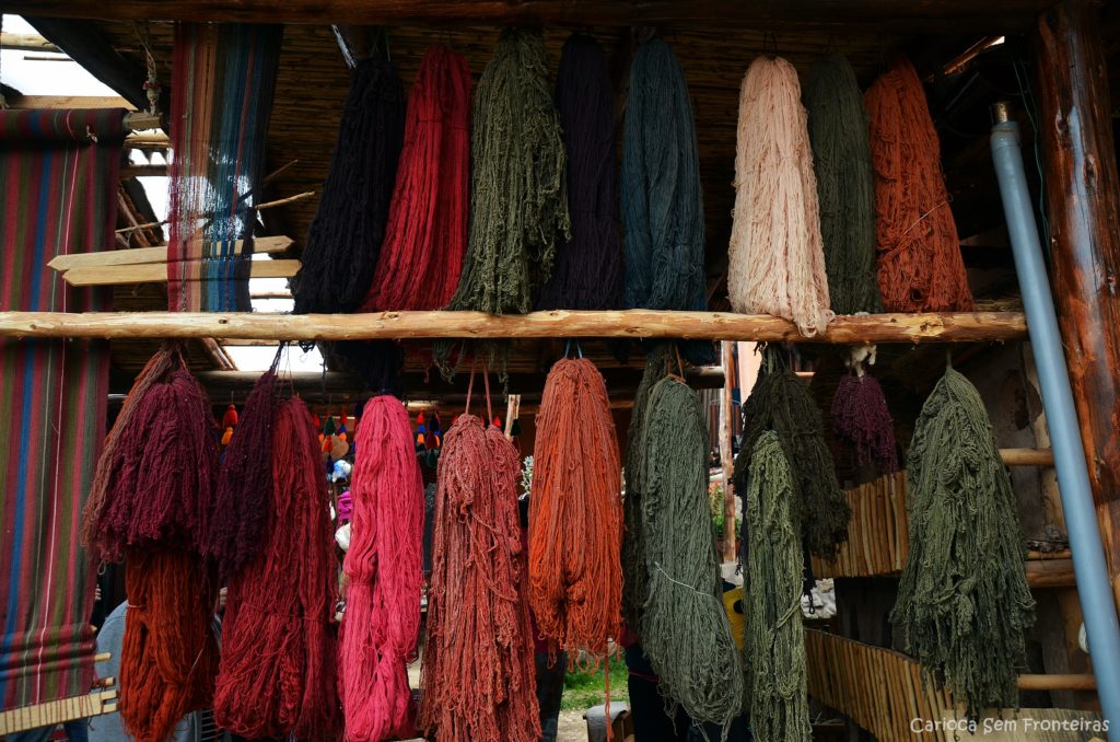 Lã no centro artesanal de Chinchero