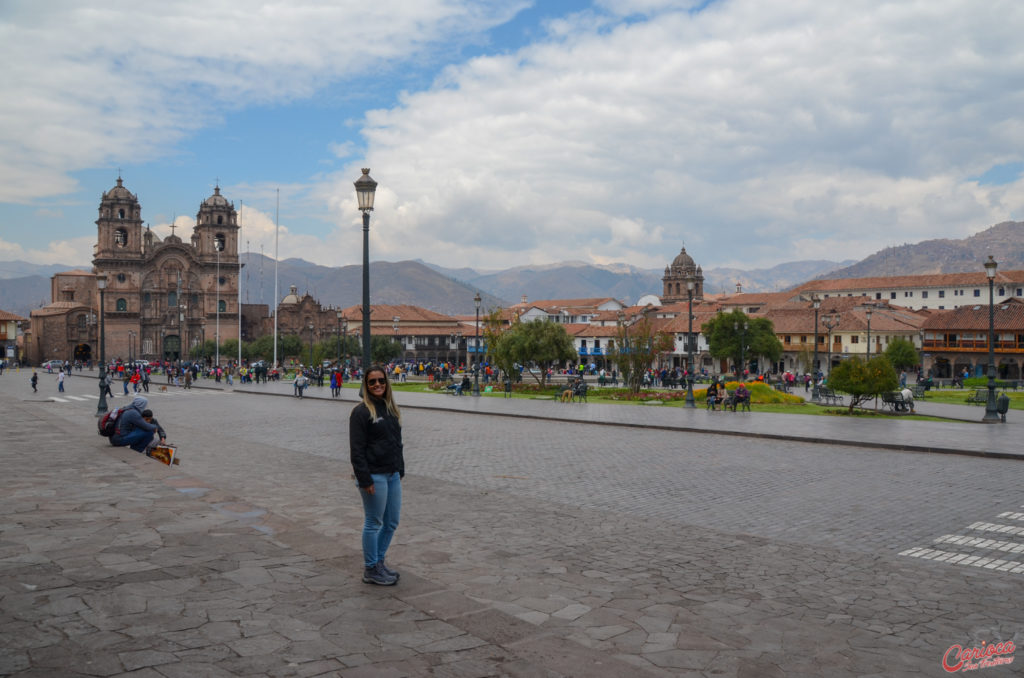 Visitando a Plaza de Armas durante nosso roteiro em Cusco