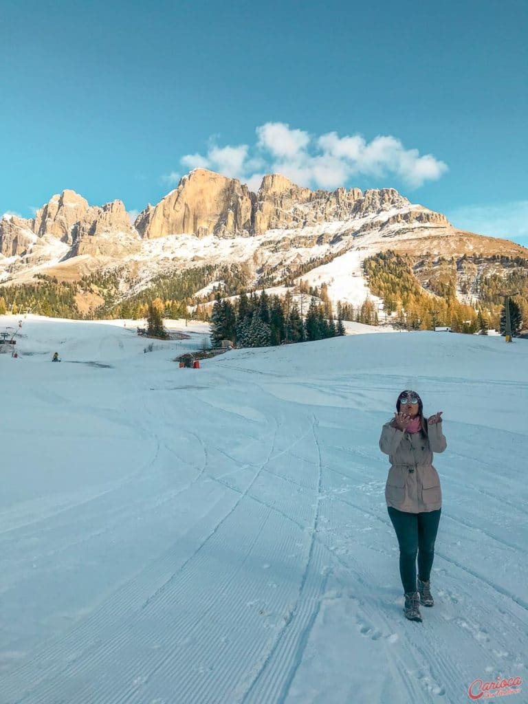 Brincando na neve dos alpes italianos