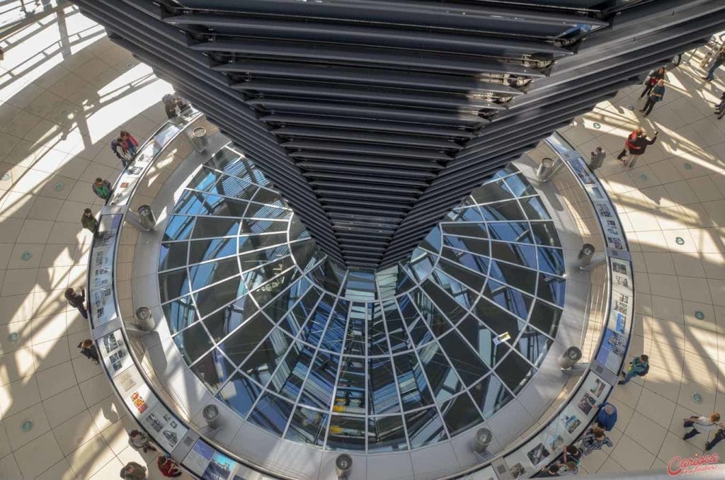 Base da cúpula do Reichstag vista de cima