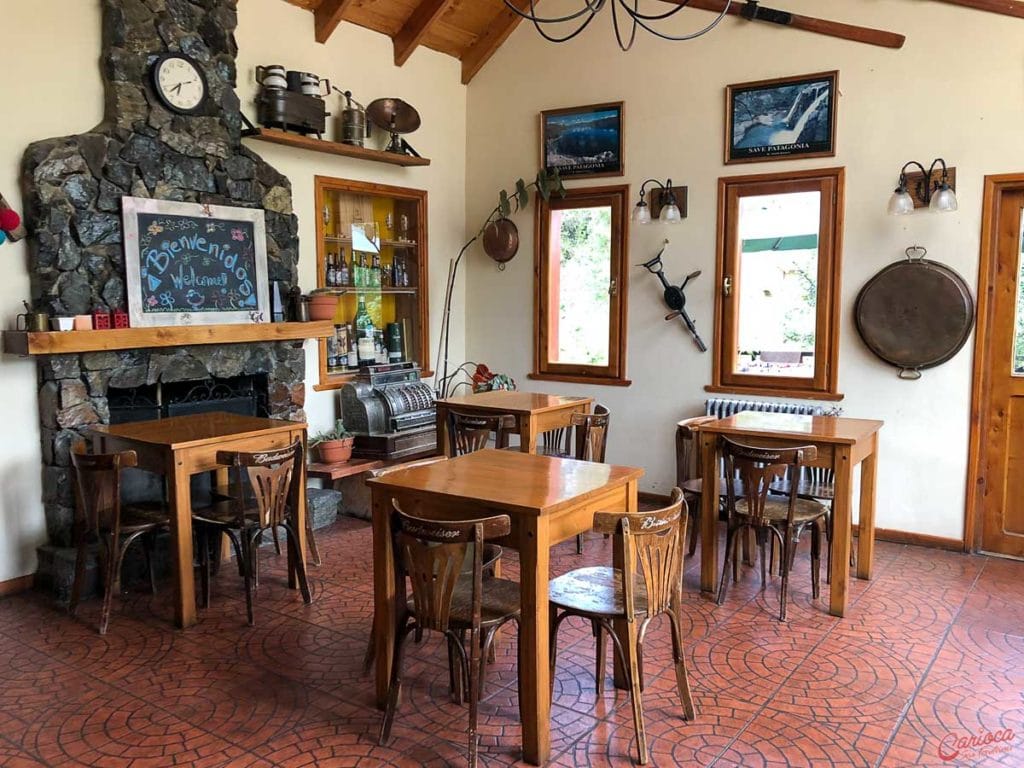 Sala de café da manhã da Hosteria Bajo Cero