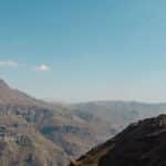 Vista das montanhas do Valle Nevado no verão
