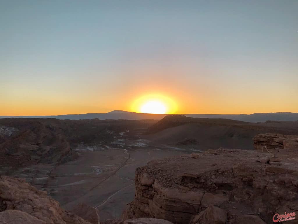 Pôr do sol no Valle de la Luna