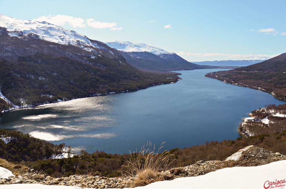 Mirante para o Lago Fagnano em Ushuaia no inverno