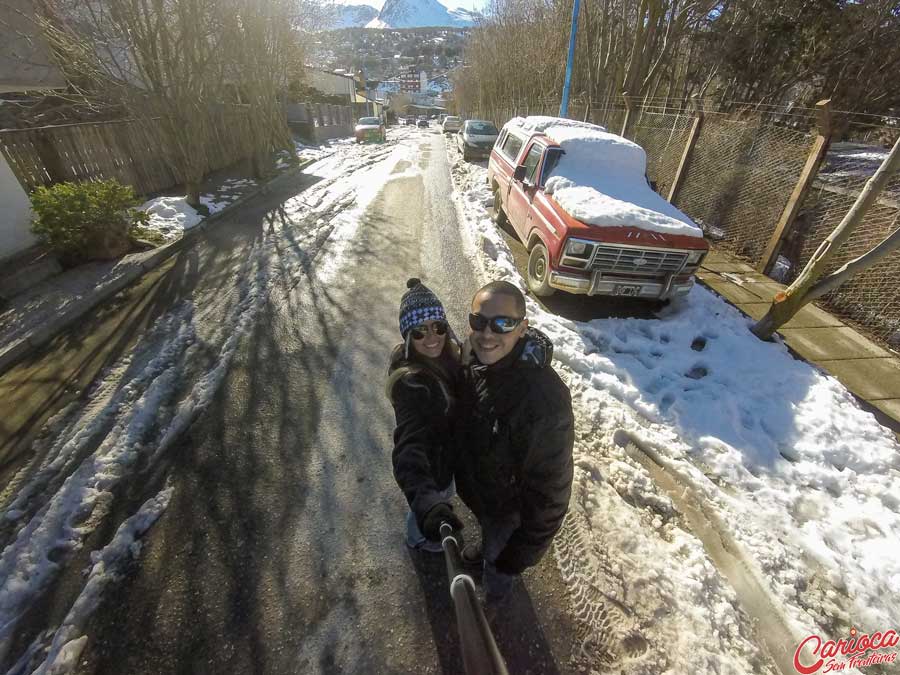 Ruas de Ushuaia com neve
