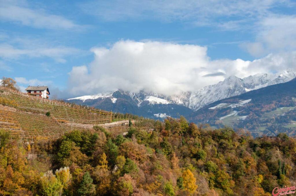 Vista do Castelo do Tirol para os Alpes Italianos