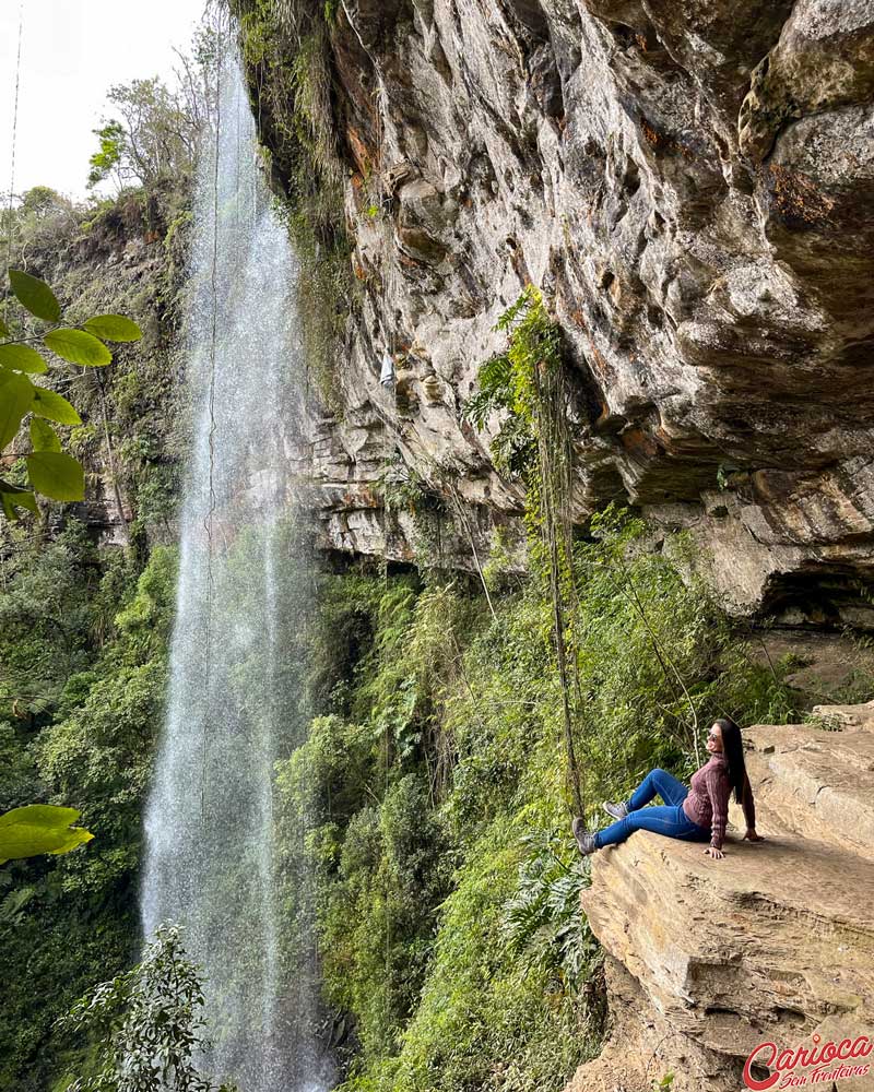 Cachoeira na Gruta do Poço Certo em Alfredo Wagner