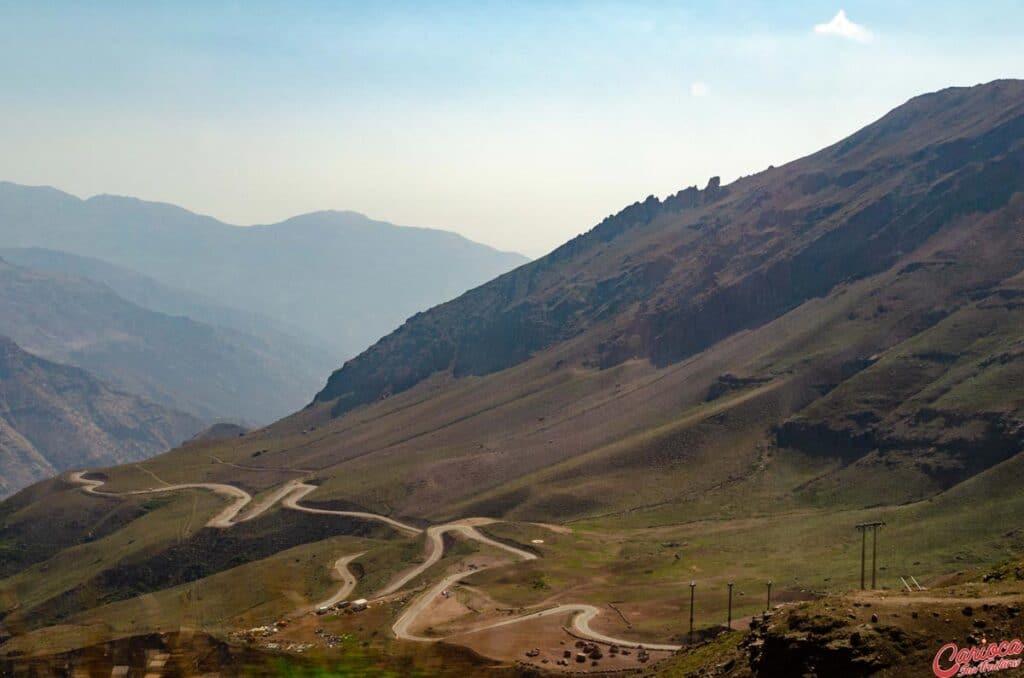 Estrada para o Valle Nevado no verão