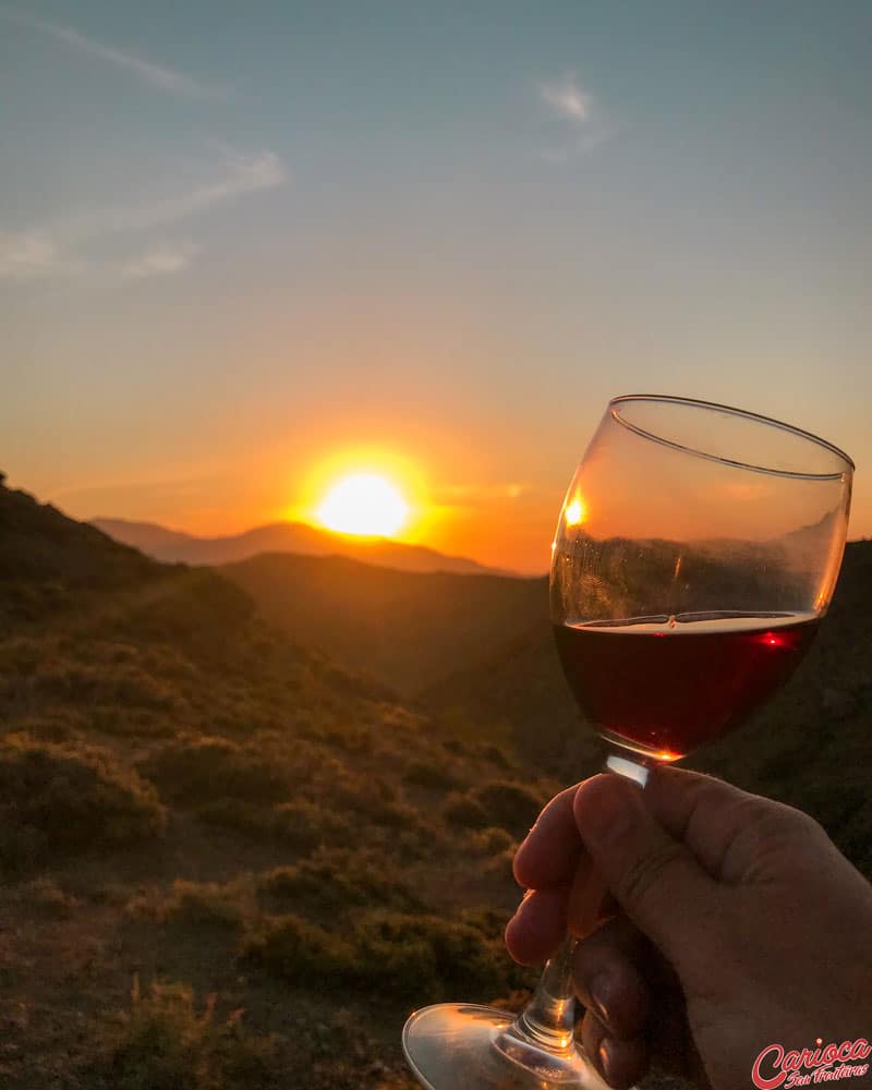 Pôr do sol no Valle Nevado no verão